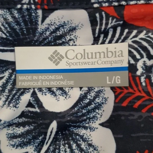 Columbia PFG Dress, Tropical Floral Patterns, Red, White & Blue, Size L - Picture 7 of 11